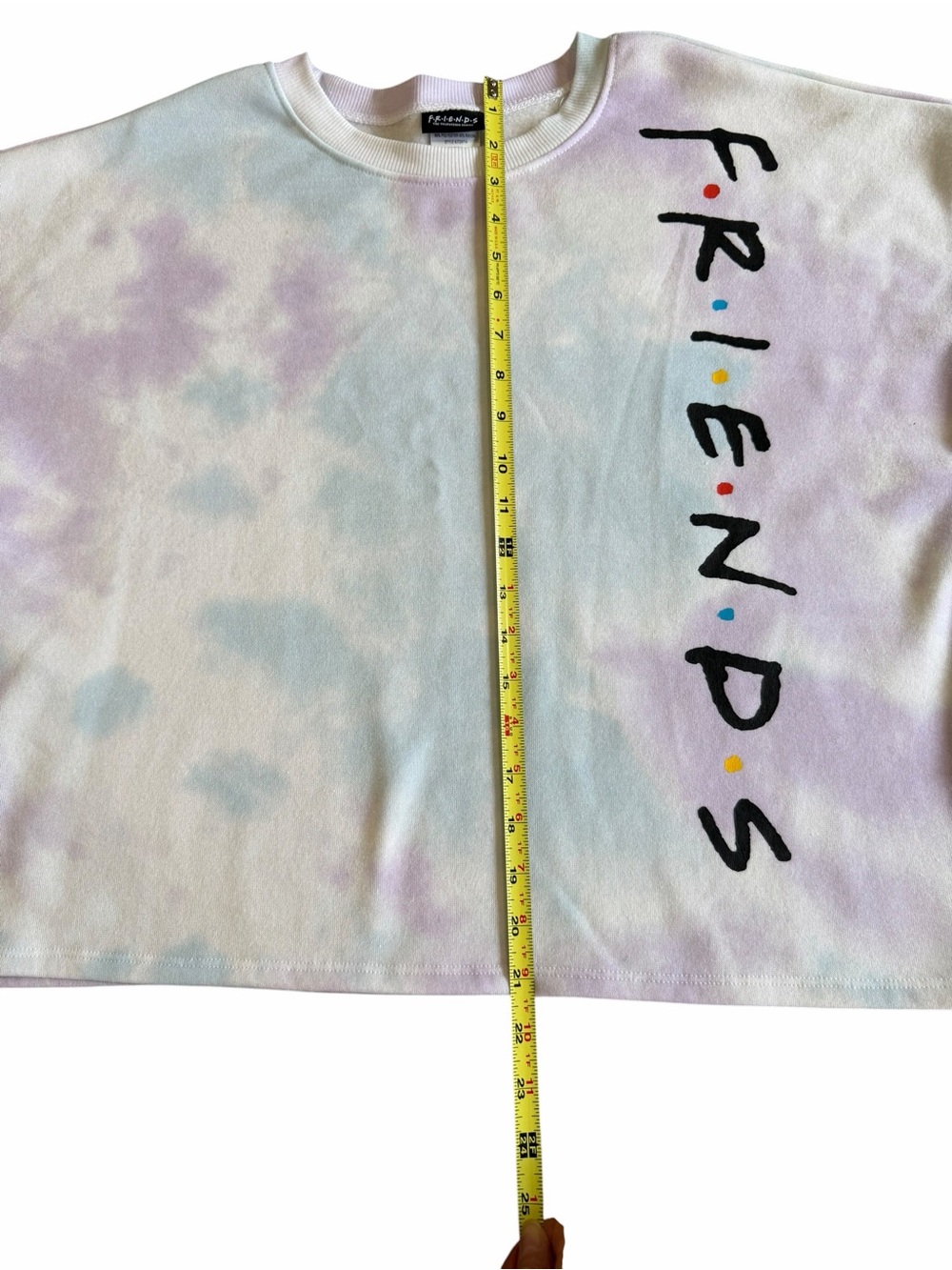 Friends TV Show Tie Dye Cropped Sweatshirt Large Pastel Fleece Pullover - Picture 5 of 8